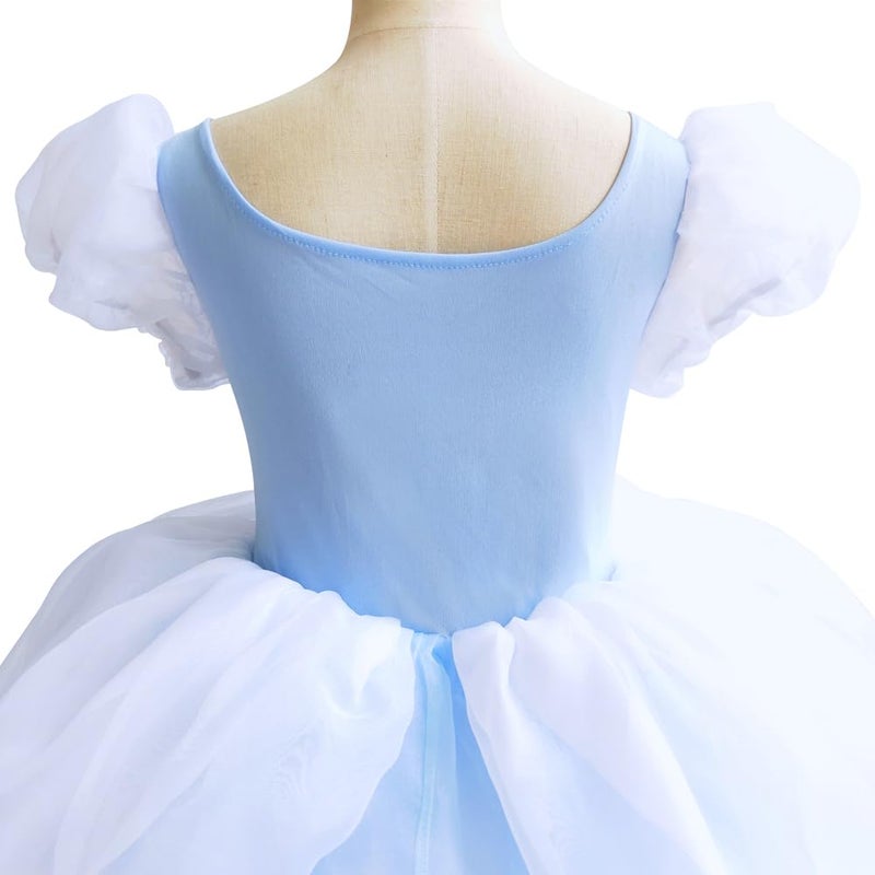 TYHTYM Cinderella Costumes Girls Princess Dress Up Fancy Halloween Christmas Party with Headwear and Choker Set - Image 3